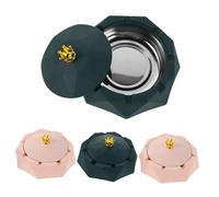 FUTUREORYY 4 Pièces Cendrier de Bureau Couronne avec Couvercle Cendrier Coupe-Vent Acier Inoxydable pour Cigarettes et Cigares et Facile à Nettoyer pour Maison et Bureau Rose Vert Foncé