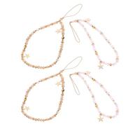FUTUREORYY 4 Pièces Chaîne de Téléphone à Perles Étoile Étui de Téléphone Dragonne Kawaii Design Attrayant pour Bag et Caméra