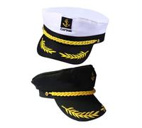 FUTUREORYY 4 Pièces Chapeaux de Capitaine de Marine pour Adultes Casquette de Marin Blanche et Noire Accessoires et Respirants pour Fête Cosplay Croisière et Protection Solaire