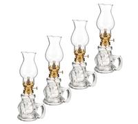FUTUREORYY 4 Pièces Lampe à Huile Lanterne Décorative Rustique Poignée Vintage en Verre pour Éclairage Domestique Stable pour Camping et Ambiance Nostalgique