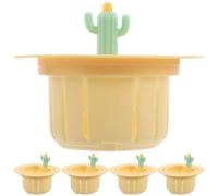 FUTUREORYY 5 Pièces Filtre Évier Cactus Panier Crépine Plastique Protection Évier Cuisine Anti-bouchage Installation Rapide Attrape-déchets Design Original Jaune