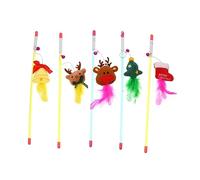 FUTUREORYY 5 Pièces Plumes avec Cloches de Noël pour Bâtons Interactifs de Teasing Stimule Jeu Instinct de Chasse Animaux de Compagnie