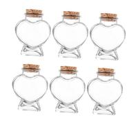 FUTUREORYY 6 pièces Bouteilles Verre Cœur avec Bouchon Liège Lot de Flacons Petits pour Bonbons Messages Décorations DIY Cadeau Romantique Compactes et Résistantes