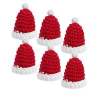 FUTUREORYY 6 Pièces Mini Christmas Knit Doll Hats With Pom Pom Small Santa Caps For DIY Crafts Festive Decorations Wine Bottle Covers And Holiday Ornaments