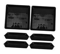 FUTUREORYY 6 pièces Plateau pour Plantes Carré Plastique Noir sous-Plat de Protection pour Pots Intérieur Bac de Récupération Eau pour Plantes Compatible avec Pots Carrés et Facile à
