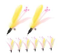 FUTUREORYY 8 pièces Lot de Têtes de Remplacement Plume pour Baguettes de Chat Jouets avec Grelots Favorisent Chasse et Entraînement Compatibles Universellement