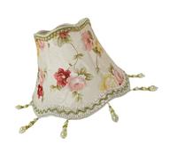 FUTUREORYY Abat-jour Tissu Floral pour Lampe de Bureau Style Européen Vintage et Facile à Installer Décoration avec Motif Fleur et Perles pour Chambre et Salon