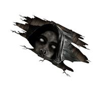 FUTUREORYY Autocollant Mural Halloween Femme Aveugle Cheveux Longs Sticker Autocollant Sol et Fenêtre Auto Adhésif PVC Décorations Effrayantes pour Fête Dhalloween Facile à Poser Résidu
