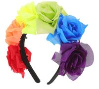 FUTUREORYY Bandeau à Cheveux Arc-en-Ciel Fleurs Artificielles Accessoire Coloré pour Femmes Cerceau Léger et Flexible pour Festivals Fêtes du Mois des Fiertés et Cosplay - 1 Pièce