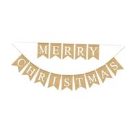 FUTUREORYY Banderole Merry Christmas Lin Burlap Guirlande DIY Naturel avec Fanions Forme de Queue Hirondelle Décoration Suspendue pour Fêtes Intérieures et Extérieures