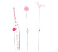 FUTUREORYY Bâtons à Taquiner Améliore L'affection pour Chat en Acrylique Rose Lot de 3 et Garde L'animal Actif Santé Jouet Interactif pour Chaton