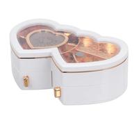 FUTUREORYY Boîte à Musique en Bois Figurine Danseuse Double Cœur Rotative Boîte à Bijoux Musicale pour Saint-Valentin Rangement Bijoux Compact pour Bagues et Boucles D’Oreilles Présent