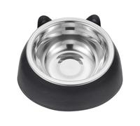 FUTUREORYY Bol pour Animaux en Acier Inoxydable 200 ML Noir Protection du Cou, Gamelle Inclinée Anti-Renversement pour Chats et Chiens, Accessoire Alimentaire Intérieur Pratique