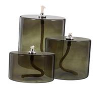 FUTUREORYY Bougeoirs en Verre 3 Pièces pour Lampes à Huile, Usage Intérieur et Extérieur, Style Vintage Européen, Tailles Grand, Moyen et Petit, Vert Olive