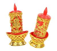 FUTUREORYY Bougies LED Bouddhistes sans Flamme Traditionnel Chinois, Lampe Électronique LED Décorative, Petit Format sans Piles pour Temple et Contemplation, Lot de 2, Usage Intérieur