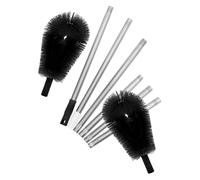 FUTUREORYY Brosse Télescopique Réglable pour Nettoyage de Gouttières - 6 Sections 2 Têtes de Brosse Noires - Poils Non Abrasifs - Outil Multi-angles pour Entretien Toiture et Drainage