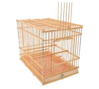 FUTUREORYY Cage à Oiseaux Bambou Rectangulaire Suspendue avec Plateau Amovible Cage Légère et Artisanale pour Petits Oiseaux Maison pour Canaris et Petits Passereaux Balcon et Voyage