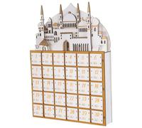 FUTUREORYY Calendrier de L'Avent Ramadan en Bois avec Lumière LED 30 Tiroirs Interactifs Organisateur de Table Compact pour Décoration Festive Compte à Rebours Lumineux pour Fête de