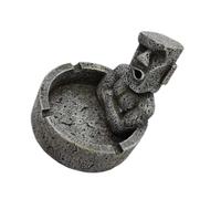 FUTUREORYY Cendrier Décoratif en Résine Forme Statue Moai Grise, Cendrier Original pour Maison, Accessoire Intérieur Unique pour Bureau et Salon, Objet D’Art Créatif Pâques, Décoration