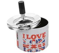 FUTUREORYY Cendrier en Acier Inoxydable Couvercle Rotatif à Extinction Automatique Plateau pour Cigarettes Compact et Robuste Cendrier de Bureau Décoratif Souvenir du Royaume-Uni Usage