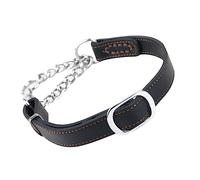 FUTUREORYY Collier Cuir Ajustable pour Chien avec Chaîne Acier Inoxydable Collier Semi-étrangleur pour Contrôle Doux des Animaux De Compagnie