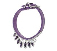 FUTUREORYY Collier pour Chien Petit à Paillettes Réglable en Cuir PU Violet, Tour de Cou 20-27 Cm, Accessoire Scintillant pour Chiots et Animaux de Compagnie, Boucle Métallique Sécurisée,