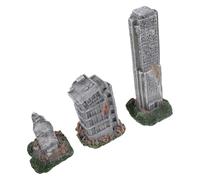 FUTUREORYY Décor D'aquarium 3 Pièces Ruines Urbaines Réalistes en Résine, Cachettes Décoratives pour Poissons et Crevettes, Ornement Paysager pour Aquarium, Cachette Épave pour