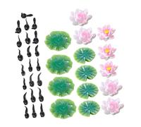 FUTUREORYY Décoratif pour Étang Miniature Résine Figurines Grenouille et Têtard Nénuphars Flottants et Fleurs de Lotus pour Aquarium Décor de Jardin Féerique