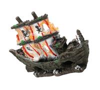 FUTUREORYY Décoration Bateau Coulé pour Aquarium Cachette Abri sous-Marin Ornement Épave pour Poissons et Crevettes Décor Nautique pour Aquarium de Bureau