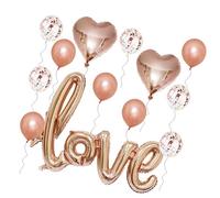 FUTUREORYY Ensemble de Ballons de Fête 12 Pouces Latex Nacré 5 Pcs 12 Pouces Confettis Cœur Ballon Géant Love 108 CM Rose Doré Décoration Mariage Saint-Valentin Demande en Mariage