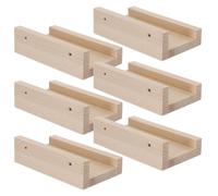 FUTUREORYY Étagère Murale en Bois Massif pour Disques Vinyles 10x6 Cm, Lot de 6 Supports Muraux pour Rangement Vinyle et CD, Présentoir Pratique et Décoratif pour Collection