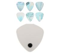 FUTUREORYY Étui Porte-médiators Guitare Acoustique Transparent avec Paquet Blanc et Médiators B Bleu Océan 3 Épaisseurs Mixtes, Accessoire Compact pour Rangement et Transport Facile