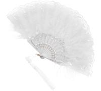 FUTUREORYY Éventail Pliant à Main Vintage Dentelle et Plumes Accessoire Danse Mariage et Cosplay Ventilateur Portable Élégant avec Pompons Structure Robuste et Maniable