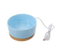 FUTUREORYY Gamelle Chauffante en Céramique pour Chat et Petits Chiens - 350 ML - Bleu Ciel - Alimentation USB Contrôle de Température - Bol D’Eau et Nourriture pour Utilisation Intérieure