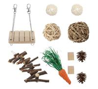 FUTUREORYY Jouets à Mâcher en Rotin pour Petits Animaux - Set de 11 Pièces pour Hamsters, Lapins et Cochons d'Inde - Jouets Molaires Naturels pour Cage, Accessoires d'exercice