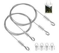 FUTUREORYY Kit Suspendre pour Tableaux avec Fil Inox 2 X 2 M 2 Paires de Crochets Doubles à Trous Cordon Réglable et Accessoires avec Vis pour Maison Galerie et Exposition