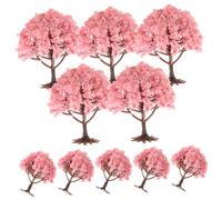 FUTUREORYY Lot de 10 Arbres Miniatures Décoratifs Simulés Roses 8 Cm Socle pour Décoration De Bureau Et Scène DIY, Accessoires Photo Créatifs sans Entretien, Ornements Artificiels Polyvalents