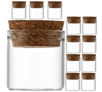FUTUREORYY Lot de 12 Bocaux en Verre à Col Droit 30x40 Mm Bouchons en Liège, Bouteilles Hermétiques en Verre Borosilicaté Haute Résistance, pour Conservation de Thé, Présents et Décorations