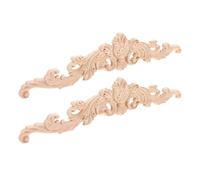 FUTUREORYY Lot de 2 Appliques Décoratives en Bois Sculpté à Motif Floral, Style Européen, Sculpture Bois Massif, Ornements d'angle, Non Peintes, pour Meubles et Décoration de Chambre