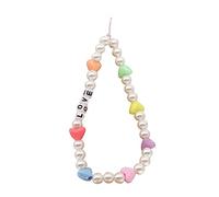 FUTUREORYY Lot De 2 Chaînes Téléphone Portable Perles Décoratives, Accessoires Diy Style Bohème, Longueur 22 Cm, Légère Et Polyvalente Pour Femmes, Coloris Arc-en-ciel Cœurs Et Lettres Love