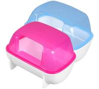 FUTUREORYY Lot de 2, Maison de Bain de Sable Plastique, Bleu pour Hamster | Demi Transparente, Démontable, Nettoyage Facile, pour Cage et Voyage, Stable pour Petits Animaux
