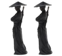 FUTUREORYY Lot de 2 Mini Figurines de Ninjas en Résine Noire 3 CM Décorations Micro-Paysage pour Maison et Bureau Ornement Artisanal pour Bonsaï et Bureau