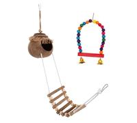 FUTUREORYY Lot de 2 Nichoirs Suspendus en Coquille de Noix pour Perroquets et Perruches avec Échelle en Nid Confortable Oiseaux Accessoires de Cage à Oiseaux
