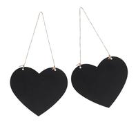 FUTUREORYY Lot de 2 Petits Tableaux Noirs Suspendus de Cœur 18x16 Cm, Double Face en Bois, Panneaux Ardoise Réutilisables pour Décoration Mariage, Maison et Fête