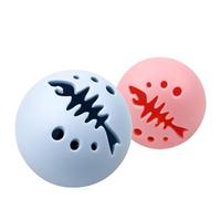 FUTUREORYY Lot de 3 Balles Résistantes aux Morsures D'arête de Poisson avec Anneau d'herbe à Chat Intégré Jouets Éducatifs pour Chats D'intérieur Fonction Lumineuse à Pile Bouton Accessoires
