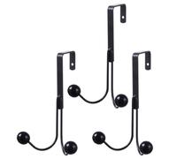 FUTUREORYY Lot de 3 Crochets Porte-Manteaux en Fer Noir Double Boule, sans Perçage, pour Porte de Chambre, pour Suspendre Vêtements, Serviettes et Paquet, Solution Rangement Pratique