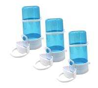 FUTUREORYY Lot de 3 Distributeurs Automatiques de Nourriture Bleus pour Hamsters Écureuils Hérissons et Oiseaux Bouteilles Rechargeables Transparentes Base Antidérapante pour Cages et