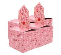 FUTUREORYY Lot de 4 Boîtes d'Emballage Saint-Valentin en Carton Ondulé Fente pour Billets Coffrets Présents Romantiques pour Anniversaire et Fête Boîtes à Dragées Couvercle Pratique et