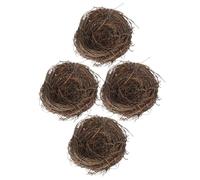 FUTUREORYY Lot de 4 Nids d'oiseaux Décoratifs en Rotin 15 Cm, Imitation Réaliste pour Décoration de Jardin, Accessoires Photo Créatifs pour Cage, Table et Jardin, Nid Artificiel Unique