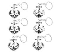 FUTUREORYY Lot de 6 Porte-clés Pendentifs Ancre en Alliage de Zinc Argenté, Décorations Nautiques Faciles à Utiliser pour Fêtes Pirates et Voyages